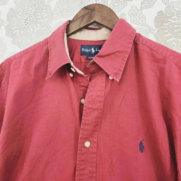 Ralph Lauren Brushpopper Classic Red Long Sleeve Shirt double Elbow Men L - Picture 4 of 7